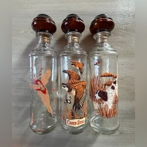 Lot 3 Vintage 60s Decanter Bottle Old Fitzgerald Prime Bourbon Whisky Wildlife